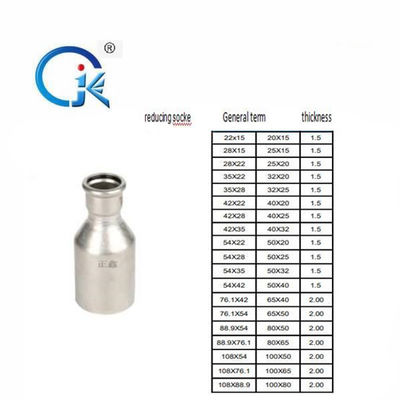 Fitting Press Stainless Steel Ramah Lingkungan DN22 Socket Pipe Fitting