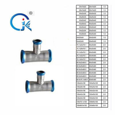 Reducing tee Polishing Stainless Steel Fittings DN15 - DN108 Nikel Warna Putih